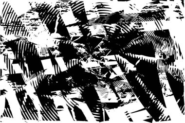 Siyah beyaz desenli, noktalı, lekeli, çizik ve çizikli sıkıntılı bir arkaplan. Soyut vektör illüstrasyonu.