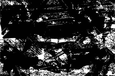 Siyah beyaz desenli, noktalı, lekeli, çizik ve çizikli sıkıntılı bir arkaplan. Soyut vektör illüstrasyonu.