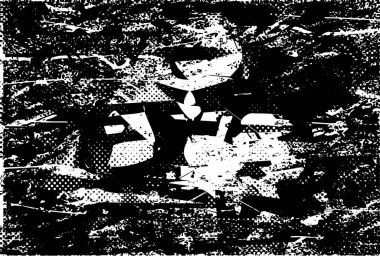 Siyah beyaz desenli, noktalı, lekeli, çizik ve çizikli sıkıntılı bir arkaplan. Soyut vektör illüstrasyonu.