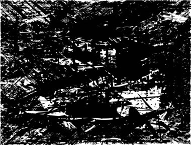 Siyah beyaz desenli, noktalı, lekeli, çizik ve çizikli sıkıntılı bir arkaplan. Soyut vektör illüstrasyonu.