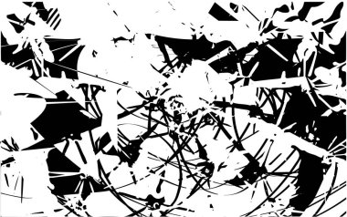 Siyah beyaz desenli, noktalı, lekeli, çizik ve çizikli sıkıntılı bir arkaplan. Soyut vektör illüstrasyonu.