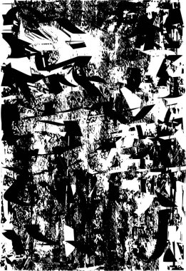 Siyah beyaz desenli, noktalı, lekeli, çizik ve çizikli sıkıntılı bir arkaplan. Soyut vektör illüstrasyonu.