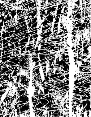 Siyah beyaz desenli, noktalı, lekeli, çizik ve çizikli sıkıntılı bir arkaplan. Soyut vektör illüstrasyonu.