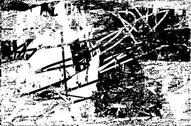 Siyah beyaz desenli, noktalı, lekeli, çizik ve çizikli sıkıntılı bir arkaplan. Soyut vektör illüstrasyonu.