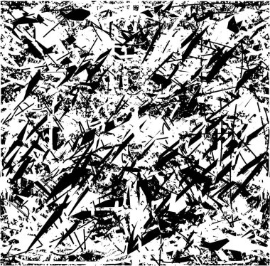 Siyah beyaz desenli, noktalı, lekeli, çizik ve çizikli sıkıntılı bir arkaplan. Soyut vektör illüstrasyonu.