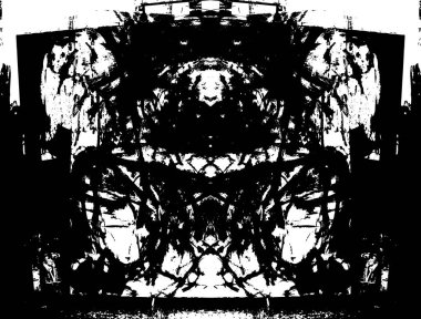 Siyah beyaz desenli, noktalı, lekeli, çizik ve çizikli sıkıntılı bir arkaplan. Soyut vektör illüstrasyonu.