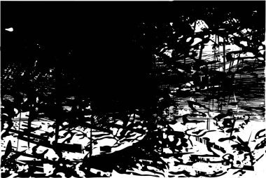 Siyah beyaz desenli, noktalı, lekeli, çizik ve çizikli sıkıntılı bir arkaplan. Soyut vektör illüstrasyonu.