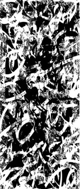 Siyah beyaz desenli, noktalı, lekeli, çizik ve çizikli sıkıntılı bir arkaplan. Soyut vektör illüstrasyonu.