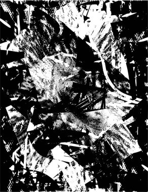 Siyah beyaz desenli, noktalı, lekeli, çizik ve çizikli sıkıntılı bir arkaplan. Soyut vektör illüstrasyonu.