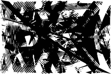 Siyah beyaz desenli, noktalı, lekeli, çizik ve çizikli sıkıntılı bir arkaplan. Soyut vektör illüstrasyonu.