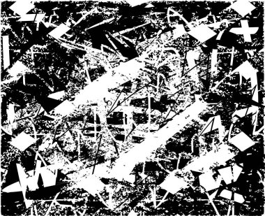 Siyah beyaz desenli, noktalı, lekeli, çizik ve çizikli sıkıntılı bir arkaplan. Soyut vektör illüstrasyonu.