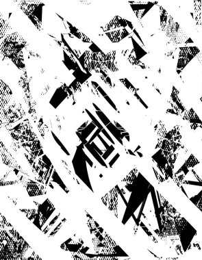 Siyah beyaz desenli, noktalı, lekeli, çizik ve çizikli sıkıntılı bir arkaplan. Soyut vektör illüstrasyonu.