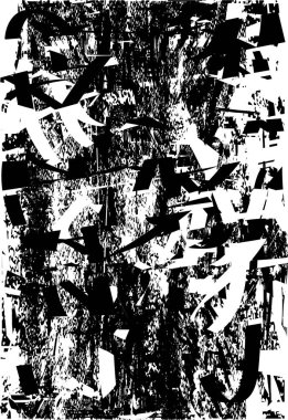 Siyah beyaz desenli, noktalı, lekeli, çizik ve çizikli sıkıntılı bir arkaplan. Soyut vektör illüstrasyonu.