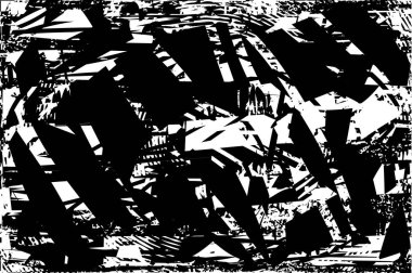 Siyah beyaz desenli, noktalı, lekeli, çizik ve çizikli sıkıntılı bir arkaplan. Soyut vektör illüstrasyonu.