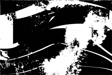 Siyah beyaz desenli, noktalı, lekeli, çizik ve çizikli sıkıntılı bir arkaplan. Soyut vektör illüstrasyonu.