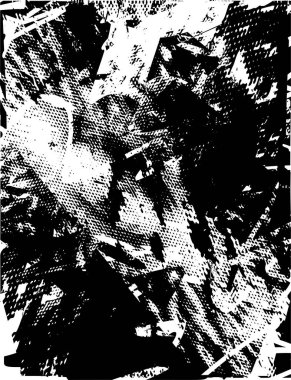 Siyah beyaz desenli, noktalı, lekeli, çizik ve çizikli sıkıntılı bir arkaplan. Soyut vektör illüstrasyonu.