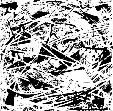 Siyah beyaz desenli, noktalı, lekeli, çizik ve çizikli sıkıntılı bir arkaplan. Soyut vektör illüstrasyonu.