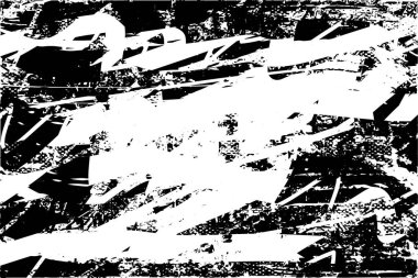 Siyah beyaz desenli, noktalı, lekeli, çizik ve çizikli sıkıntılı bir arkaplan. Soyut vektör illüstrasyonu.