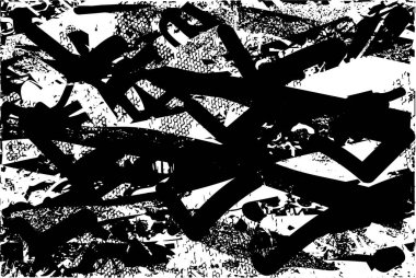 Siyah beyaz desenli, noktalı, lekeli, çizik ve çizikli sıkıntılı bir arkaplan. Soyut vektör illüstrasyonu.