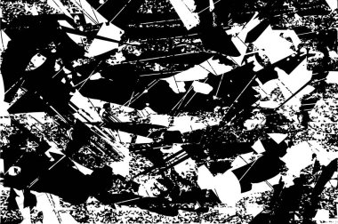 Siyah beyaz desenli, noktalı, lekeli, çizik ve çizikli sıkıntılı bir arkaplan. Soyut vektör illüstrasyonu.