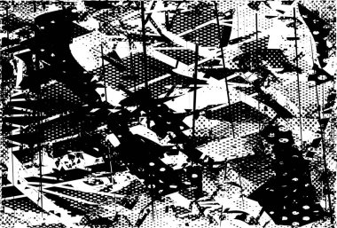 Siyah beyaz desenli, noktalı, lekeli, çizik ve çizikli sıkıntılı bir arkaplan. Soyut vektör illüstrasyonu.