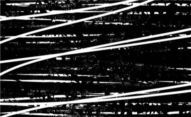 Siyah beyaz desenli, noktalı, lekeli, çizik ve çizikli sıkıntılı bir arkaplan. Soyut vektör illüstrasyonu.