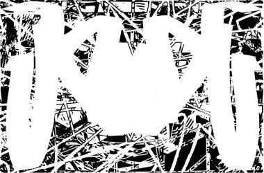 Siyah beyaz desenli, noktalı, lekeli, çizik ve çizikli sıkıntılı bir arkaplan. Soyut vektör illüstrasyonu.