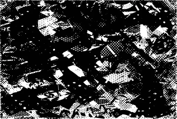 Zmatené Pozadí Černobílé Textuře Tečkami Skvrnami Škrábanci Čárkami Abstraktní Vektorová — Stockový vektor
