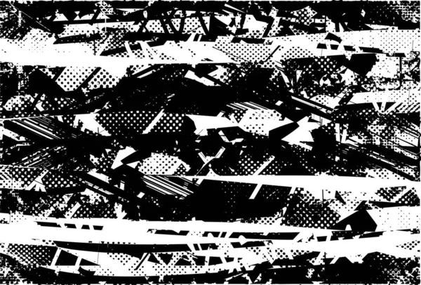 Fond Tourmenté Texture Noire Blanche Avec Points Taches Rayures Lignes — Image vectorielle