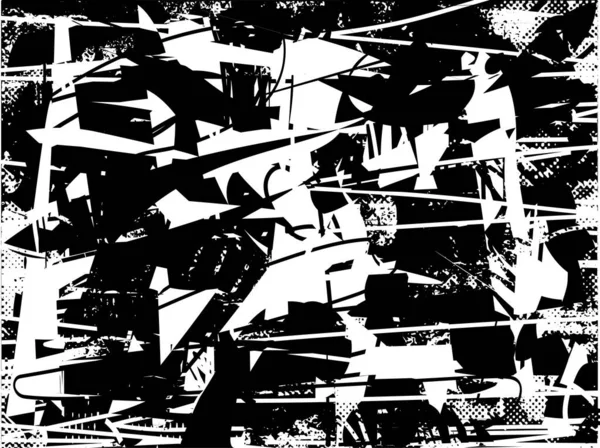 ドット スポット 傷や線で黒と白のテクスチャで落ち込んだ背景 抽象ベクトル図 — ストックベクタ