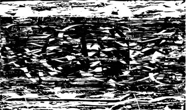 Siyah beyaz desenli, noktalı, lekeli, çizik ve çizikli sıkıntılı bir arkaplan. Soyut vektör illüstrasyonu.