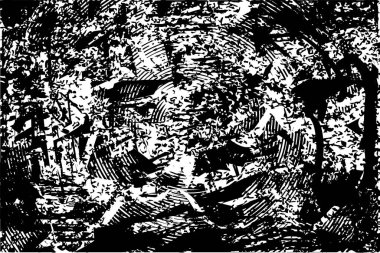 Siyah beyaz desenli, noktalı, lekeli, çizik ve çizikli sıkıntılı bir arkaplan. Soyut vektör illüstrasyonu.