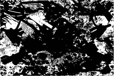 Siyah beyaz desenli, noktalı, lekeli, çizik ve çizikli sıkıntılı bir arkaplan. Soyut vektör illüstrasyonu.