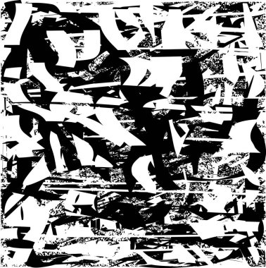 Siyah beyaz desenli, noktalı, lekeli, çizik ve çizikli sıkıntılı bir arkaplan. Soyut vektör illüstrasyonu.