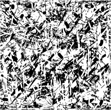 Siyah beyaz desenli, noktalı, lekeli, çizik ve çizikli sıkıntılı bir arkaplan. Soyut vektör illüstrasyonu.