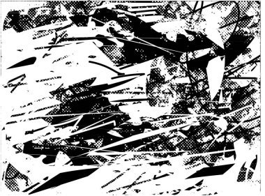 Siyah beyaz desenli, noktalı, lekeli, çizik ve çizikli sıkıntılı bir arkaplan. Soyut vektör illüstrasyonu.