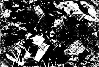 Siyah beyaz desenli, noktalı, lekeli, çizik ve çizikli sıkıntılı bir arkaplan. Soyut vektör illüstrasyonu.