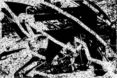 Siyah beyaz desenli, noktalı, lekeli, çizik ve çizikli sıkıntılı bir arkaplan. Soyut vektör illüstrasyonu.