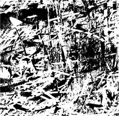 Siyah beyaz desenli, noktalı, lekeli, çizik ve çizikli sıkıntılı bir arkaplan. Soyut vektör illüstrasyonu.