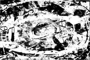 Siyah beyaz desenli, noktalı, lekeli, çizik ve çizikli sıkıntılı bir arkaplan. Soyut vektör illüstrasyonu.