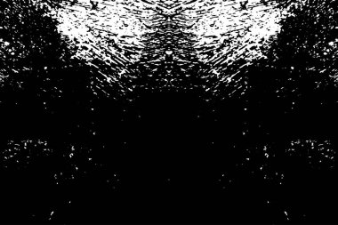 Siyah beyaz desenli, noktalı, lekeli, çizik ve çizikli sıkıntılı bir arkaplan. Soyut vektör illüstrasyonu.