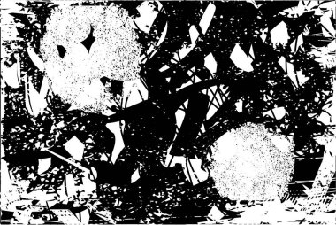 Siyah beyaz desenli, noktalı, lekeli, çizik ve çizikli sıkıntılı bir arkaplan. Soyut vektör illüstrasyonu.