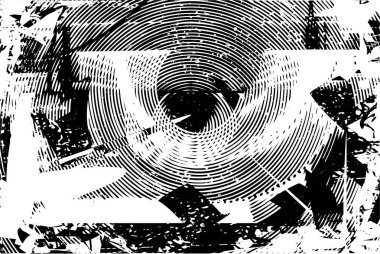 Siyah beyaz desenli, noktalı, lekeli, çizik ve çizikli sıkıntılı bir arkaplan. Soyut vektör illüstrasyonu.