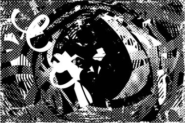 Siyah beyaz desenli, noktalı, lekeli, çizik ve çizikli sıkıntılı bir arkaplan. Soyut vektör illüstrasyonu.