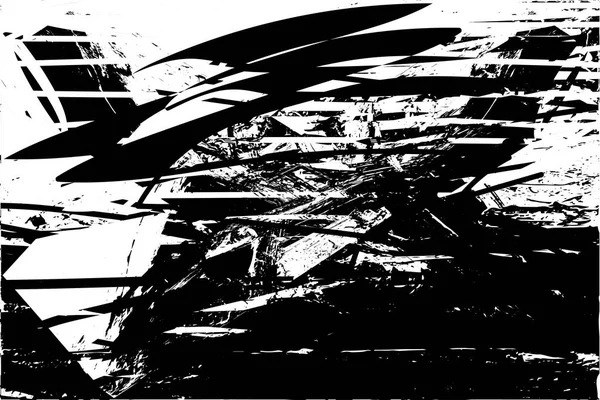 Siyah beyaz desenli, noktalı, lekeli, çizik ve çizikli sıkıntılı bir arkaplan. Soyut vektör illüstrasyonu.