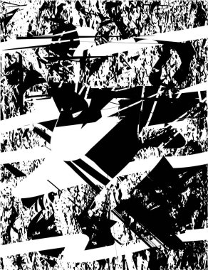 Siyah beyaz desenli, noktalı, lekeli, çizik ve çizikli sıkıntılı bir arkaplan. Soyut vektör illüstrasyonu.