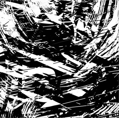 Siyah beyaz desenli, noktalı, lekeli, çizik ve çizikli sıkıntılı bir arkaplan. Soyut vektör illüstrasyonu.