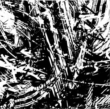 Siyah beyaz desenli, noktalı, lekeli, çizik ve çizikli sıkıntılı bir arkaplan. Soyut vektör illüstrasyonu.