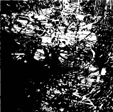 Siyah beyaz desenli, noktalı, lekeli, çizik ve çizikli sıkıntılı bir arkaplan. Soyut vektör illüstrasyonu.