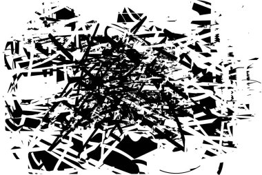 Siyah beyaz desenli, noktalı, lekeli, çizik ve çizikli sıkıntılı bir arkaplan. Soyut vektör illüstrasyonu.